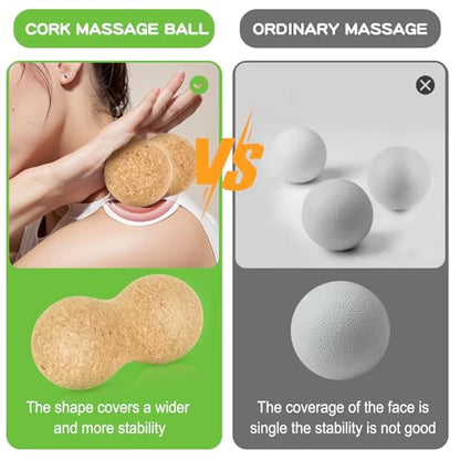 Cork Massage Ball, Peanut Massage Ball, Myofascial Release Ball, Deep Tissue Massage Roller Mobility Ball for Physical Therapy Myofascial Release Muscle Relaxer Acupoint Massage (1pcs)