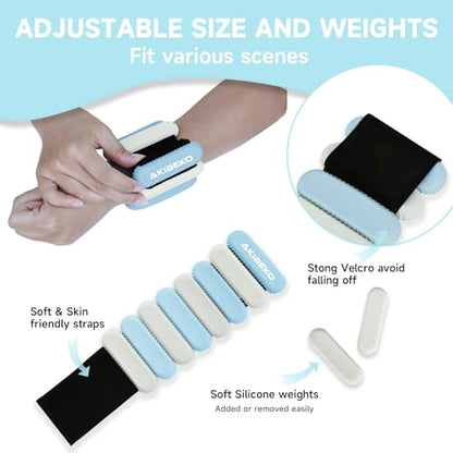 Wrist and Ankle Weights for Women at Home, Wearable Set of 2(1Lbs Each) Weighted Bracelet for Men, Adjustable Arm & Leg Weights for Workout, Walking, Exercise, Gym, Running