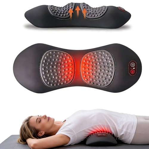 3 in 1 Electric Massage Lumbar Pillow, Equipped with Heating, Vibration, and Traction Functions Spine Triple Fusion Back Massager, Back Massager for Pain Relief deep Tissue
