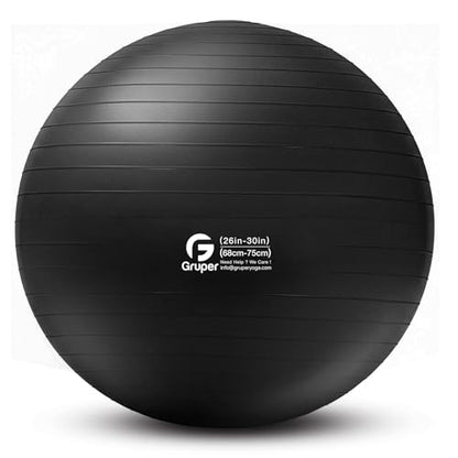 Gruper Exercise Ball, Extra Thick Yoga Ball for Working Out, Yoga & Pregnancy, 4 Sizes Anti-Burst Balance Ball with Foot Pump for Pilates, Physical Therapy & Fitness