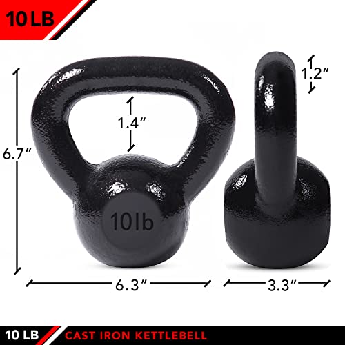 JFIT Cast Iron Kettlebell – Single Weight, Flat Bottom, Polished Handle | Men & Women | CrossFit, Cardio & Strength Training - size: 10.0 Pounds