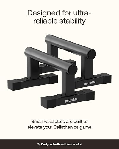 BetterMe Push Up Bars - Steel Small Parallettes for Calisthenics and Strength Training - Non Slip Pushup Bars with Neutral Wrist Support - Portable Push Up Stands for Men