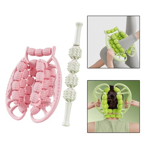 2 Pieces Muscle Roller Massage Tools for Legs and Neck, Pink