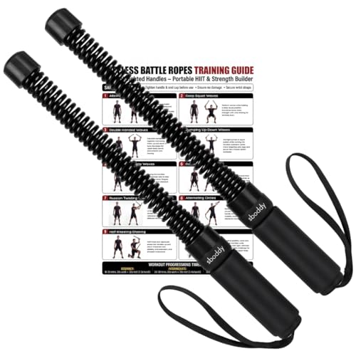 Weighted Ropeless Battle Ropes - Heavy Duty Portable Cordless Workout Equipment for Home Gym with Foam Grips, Exercise Videos | HIIT, Strength, Low-Impact Cardio Training for Men & Women
