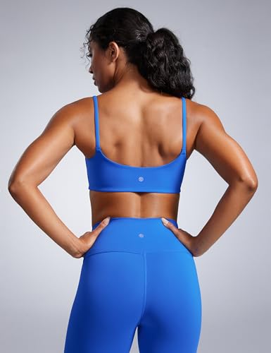 CRZ YOGA Butterbreeze Scoop Neck Sports Bras - color: Sparkle Blue, size: Small