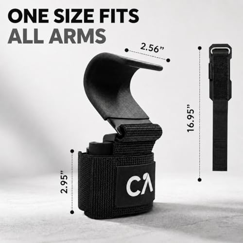 Weight Lifting Hooks (Pair) for Deadlifts, Pull Ups, Rows & Shrugs - Heavy Duty Gym Hooks with 8mm Padded Wrist Straps, Secure Grip Support for Weightlifting, Powerlifting & Strength Training - color: Black