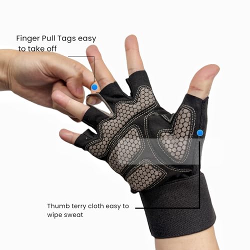 2026 Upgraded Workout Gloves with Wrist Wrap Support Full Palm Protection and Extra Grip for Exercise, Gym, Weightlifting