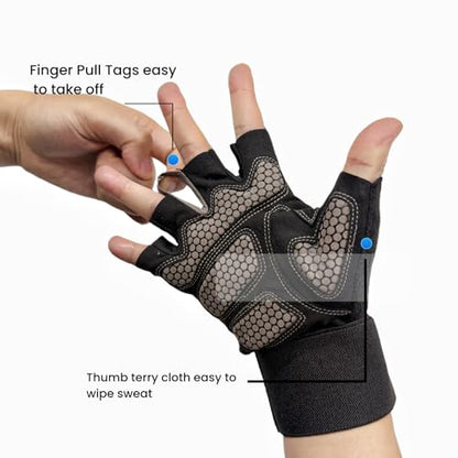 2026 Upgraded Workout Gloves with Wrist Wrap Support Full Palm Protection and Extra Grip for Exercise, Gym, Weightlifting