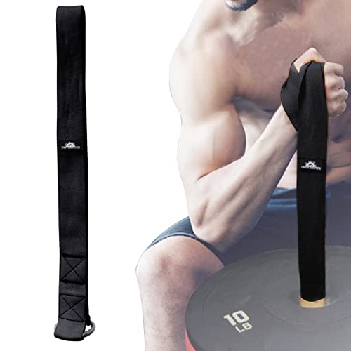 Arm Wrestling Training Loading Strap for Barbells, Arm Finger Wrist Exerciser Strengthener, Forearm Muscle Strength Workouts Tools Suitable for Home and Gym Training - color: black