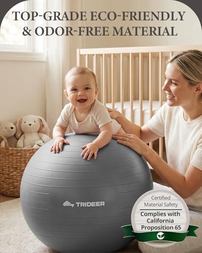 Trideer Exercise Ball, Stability Yoga Ball for Physical Therapy, Active Sitting, Pregnancy & Birth Labor Prep, Core Strength, Balance Training, Posture Improvement and Daily Stretching, 55/65/75cm