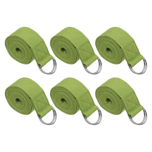 PATIKIL Yoga Strap for Stretching Cotton Yoga Belt with Adjustable Metal D-Ring Buckle Stretch Bands for Fitness Pilates - color: Dark Green, size: 8 Feet