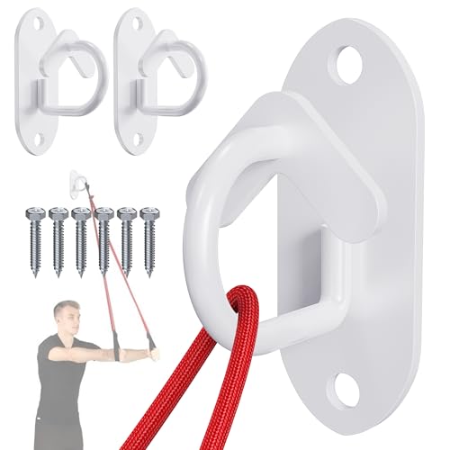 Resistance Band Wall Anchors System, Wall Mount Workout Anchors for Exercise Bands, Space-Saving Home Gym Hooks for Different Levels Strength Training,Fitness - color: Heart Hooks-White-3Pcs