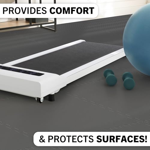 EVA Foam Mat Tiles 12-Pack - 48 SQ FT of Interlocking Padding for Garage, Playroom, or Gym Flooring - Exercise Mat or Baby Playmat by Stalwart (Gray)