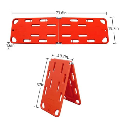 Foldable Lifeguard Spine Board Stretcher - Plastic Backboard, Water Float, 350Lb Capaci, Two-Fold Design for Emerncy Use - color: Two Fold