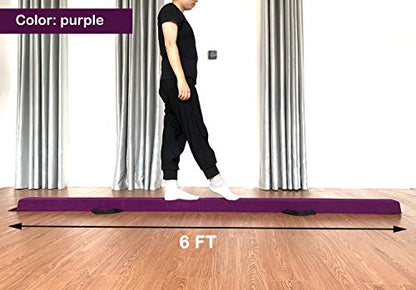 MARFULA 6 FT / 8 FT / 9 FT Folding Gymnastics Beam Foam Balance Floor Beam - Extra Firm - Suede Cover - Anti Slip Bottom with Carry Bag for Kids/Adults Home Use