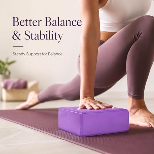 High Density EVA Foam Yoga Block Support and Stability for Stretching, Workout, Pilates at Home and Gym - color: Purple
