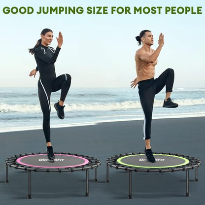 ONETWOFIT Mini Rebounder Trampoline for Adults with Bar, Adjustable Handle - color: Green
