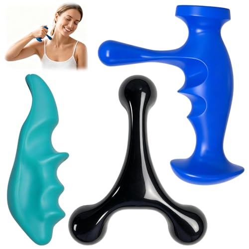 Trigger Point Massage Tool for Deep Tissue, 3PCS Fascia Release Tools Set, Thumb Saver Massage Tool for Full Body Pain Relief, with 3-Legged Massage Knobs, Stress Relief