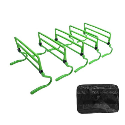 5 Pieces Agility Hurdles Field Training Speed Training Hurdles Fitness Workout Equipment Obstacle Rack Adjustable Height Foldable PVC Suitable for, Green