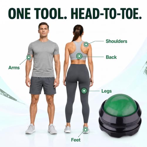 Manual Massage Ball Roller for Deep Tissue & Back Relief - Green Handheld Massage Tool for Essential Oils & Couples Therapy - color: Green