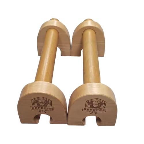 HAPBEAR Magnetic Wooden Parallettes, Solid Beech Wood Push Up Bars for Floor, 12" Calisthenics Equipment with Non-Slip Rubber Base & Carry Bag, Portable Handstand Bars for Strength Training