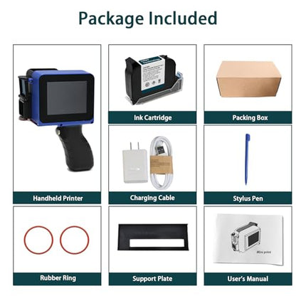 Phezer Mini Handheld Inkjet Printer PC11 for Flat and Curved Surface, with Touch Screen and Quick-Drying Ink Cartridge, Portable Pocket Marking Device for Label/Date/Barcode/Logo/Qrcode/Batch Number - color: PC11 Mini Printer