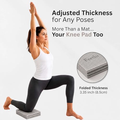 Foldable Yoga Mat, 72" x 24", 6mm Thick, Lightweight & Non-Slip - color: Gray