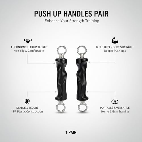 Push Up Handles Pair, PP Plastic Push-up Stands with Textured Grip for Home Gym Strength Training (1 Pair) - size: 8.66 x 3.15 x 1.57 in