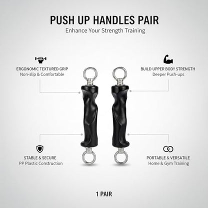 Push Up Handles Pair, PP Plastic Push-up Stands with Textured Grip for Home Gym Strength Training (1 Pair) - size: 8.66 x 3.15 x 1.57 in