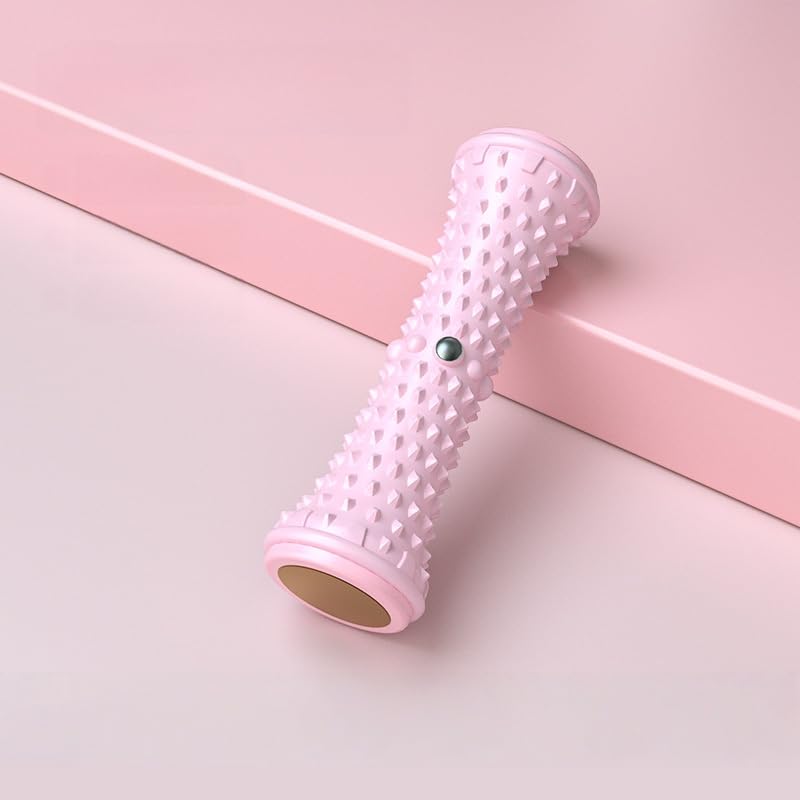 Foot Massage Roller with Speed Control, Deep Tissue Rough Surface, Medium Stiffness, Manual Operation for Yoga and Home Fitness, Pink - color: Pink
