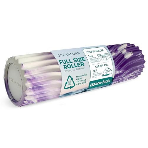 Tidal Roller - Purple Marbled - Muscle Massage Foam Roller for Back Pain & Stretching - Firm and Ergonomic Wide Wave Textured - Yoga, Athletics, & Wellness - Full Size, 20" x 5" - color: Purple Marbled