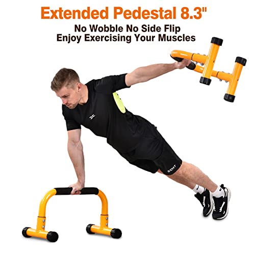 Push Up Bar, Parallettes Bars For L-sit & Dip, Heavy-Duty No Wobbling Parallel Bars Stand For Handstands, Full Planche, Calisthenics, 9.5in High Workout Stands for Home Fitness Training