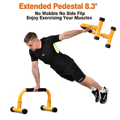 Push Up Bar, Parallettes Bars For L-sit & Dip, Heavy-Duty No Wobbling Parallel Bars Stand For Handstands, Full Planche, Calisthenics, 9.5in High Workout Stands for Home Fitness Training