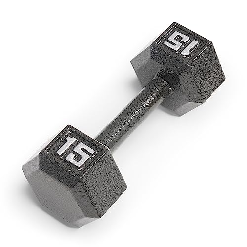 Marcy Cast Iron Hex Dumbbells Collection - Available size from 3-lb to 100-lb, SOLD INDIVIDUALLY - style: 15lbs