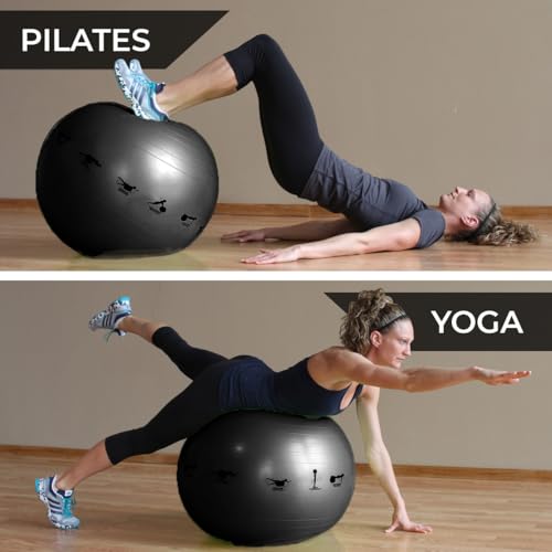 Prism Fitness Studio LINE Smart Self-Guided Stability Exercise Medicine Ball for Yoga, Pilates, and Office Ball Chair, Gray - size: 55cm