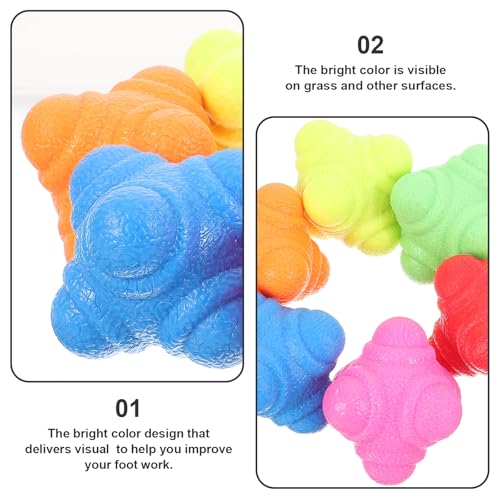 6pcs Hexagonal Reaction Balls for Agility Training Tpr Fitness Equipment for Hand-eye Coordination Speed and Reflex Improvement for Sports and Workout