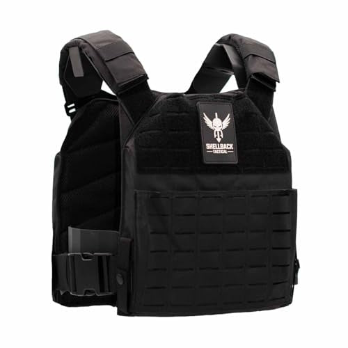 Shellback tactical Physical Fitness Training Vest – Adjustable Weighted Workout Vest for 10x12 Training Plates - color: Black