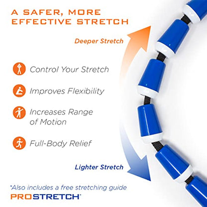 ProStretch StretchRite, Physical Therapy Stretching Strap with Grip Handles for Sore and Tight Muscles, Includes Instruction Guide, Blue/White