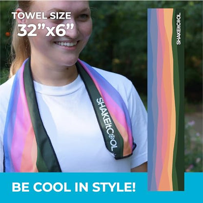 Original Cooling Towel – Be Cool in Style - Heat Relief, Soft, Lightweight, Sun Protection, Easy Clean - Perfect for Biking, Running, Yoga, Gym, Gardening - Sunset Mountain - color: Sunset Mountain