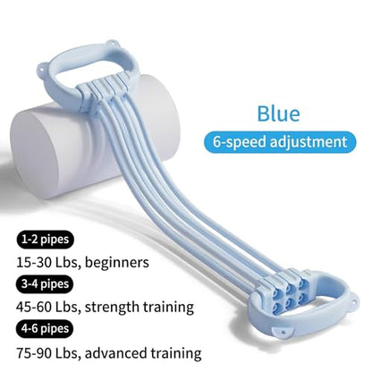 Adjustable Puller 6 Tubes, Elastic Pull Rope Fitness for Adult Female Male, Yoga Puller - color: Blue