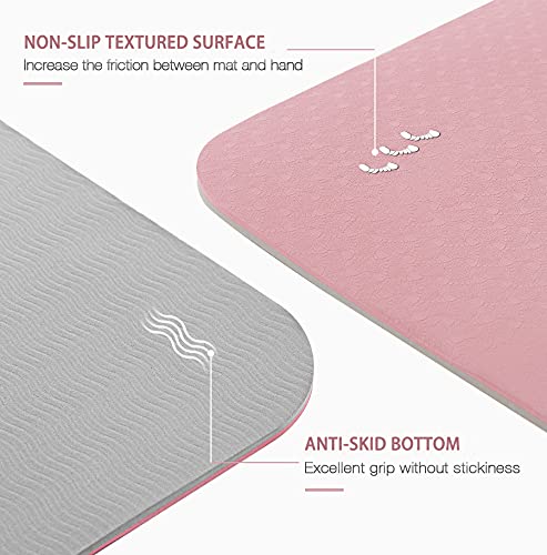 UMINEUX Large Yoga Mat for Men and Women 1/4 & 2/5 Inch Extra Thick TPE Fitness Mat for Home Gym Workout, Non-Slip, Eco Friendly Exercise Mat for Yoga, Pilates, Stretching, Meditation