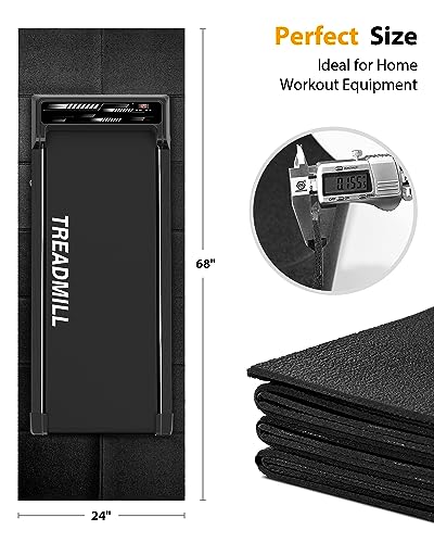 Foldable Rubber Treadmill Mat - Exercise Bike Mat with Waterproof - size: 68"L x 24"W x 0.2"Th