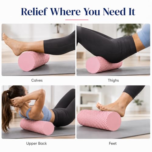 Foam Yoga Column, 2026 Upgrade Eva Long Foam Rollers with Trigger Point, Standard Foam Roller High-Density Massage Roller for Home Gym Travel Muscle Relif (Pink) - color: Pink