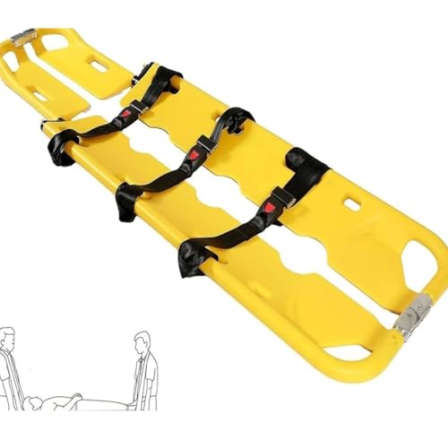 Folding Medical Scoop Stretcher, Patient Transfer Board with Adjustable Length and Safety Straps, 350 Lb Capacity, PE Emergency Rescue Equipment