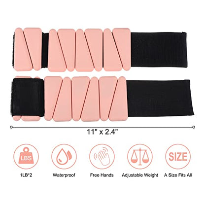 PATIKIL Ankle Weights for Women, 2Lbs Total (1Lb Each) Adjustable Wrist Weights with Removable Weights Arm Weights for Women & Men Yoga Training Walking Jogging Aerobics - color: Pink