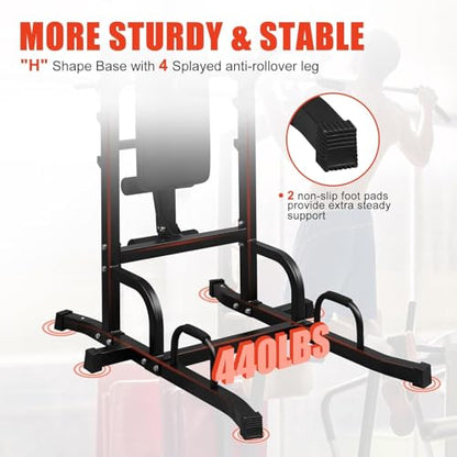 Power Tower Pull Up Bar, Assisted Pull Up Machine, Foldable Pull Up Bar and Dip Station, Portable Leg Lift Machine, Door Pullup Bar, Outdoor Indoor Chin Up Stand for Home Gym, Doorway Workout Equipment