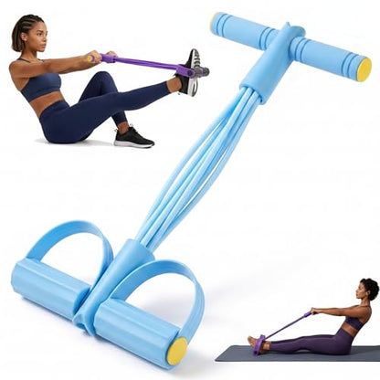 Pedal Resistance Bands with Handles, 6-Tube Sit Up Pull Rope Resistance Trainer, Natural Latex Foot Pedal Exercise Bands for Full Body Workout, Home Fitness Training for Abdomen, Waist, Arms & Legs