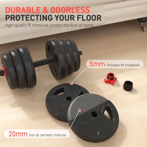 UKEEP Adjustable Dumbbells Set, 20/30/40/55/60/80lbs Free Weight Set with Connector, 2 or 3 in 1 Dumbbells Set Used as Barbell, Kettlebells, Fitness Exercises for Home Gym Suitable Men/Women - style: 80 lbs (40 lbs each)