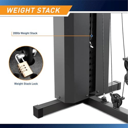 Marcy Multifunctional Workout Station 100lbs to 200lbs Stack Home Gym for Weightlifting and Bodybuilding - color: Black - 200 lbs
