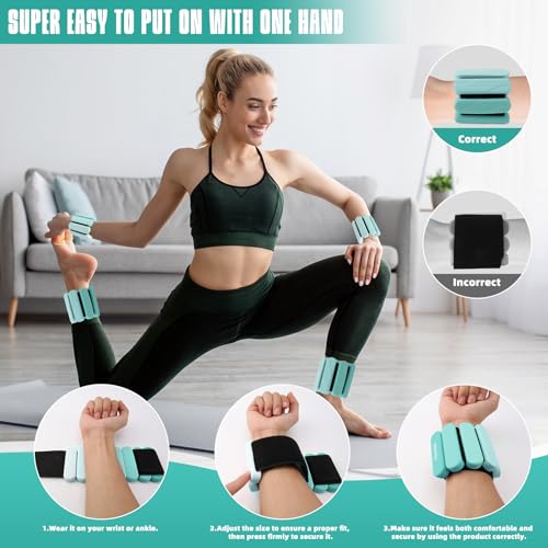 Ankle Weights for Women Men, Silicone Wrist Weights Set of 2 - Wearable Leg Weights/Arm Weights Ideal for for Home Gym Workout, Running, Yoga, Pilates, Barre, Exercise, Strength Training